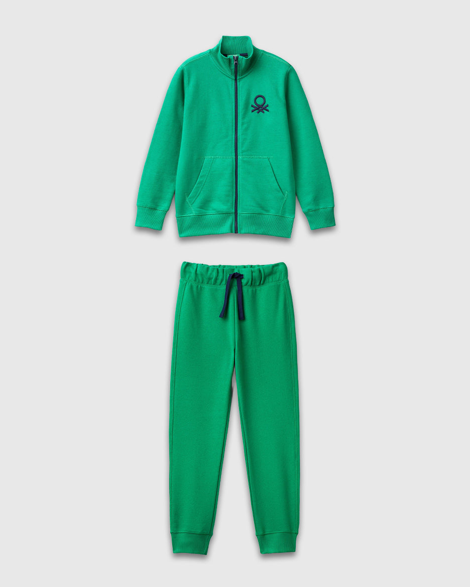 Benetton_Green_Pure Cotton Tracksuit with Zipper_C501B-CF058S_108_01