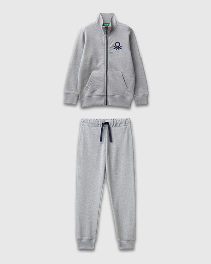 Benetton_Light Gray_Pure Cotton Tracksuit with Zipper_C501B-CF058S_501_01