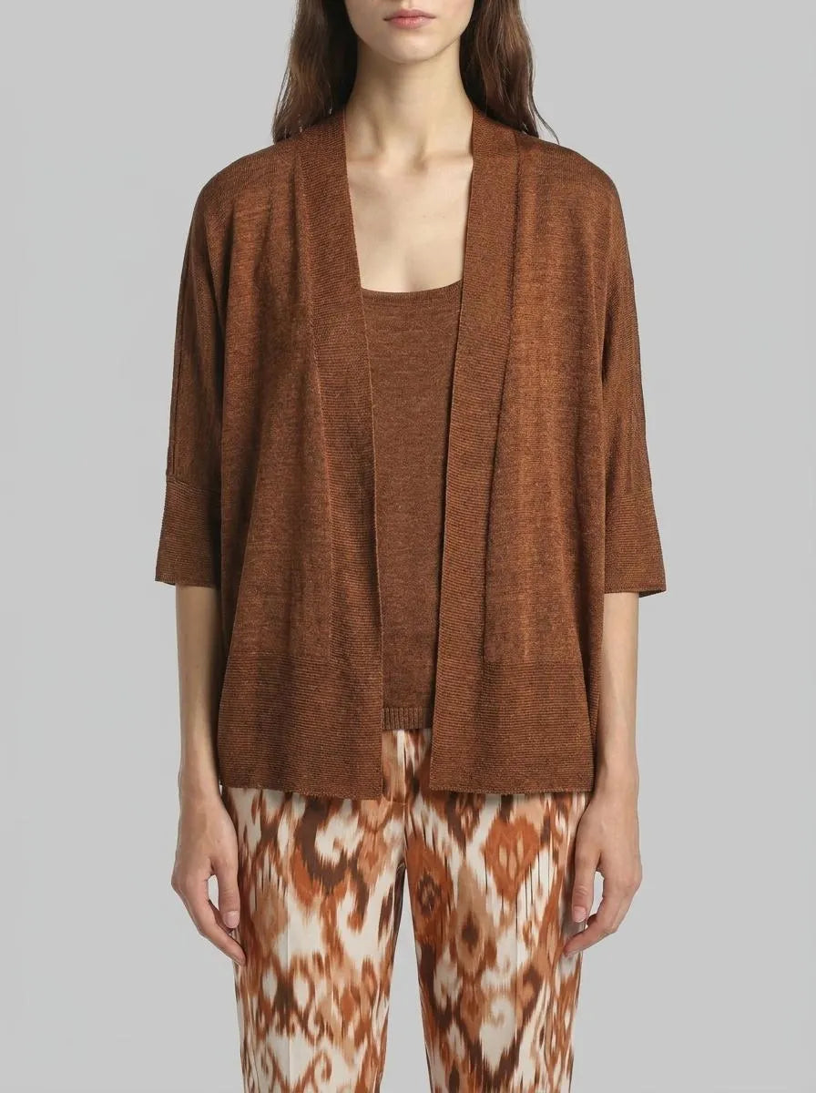 Luisa Spagnoli Tabacco Women Cammino - Long Cardigan SKU: CAMMINO_2202 Image 00