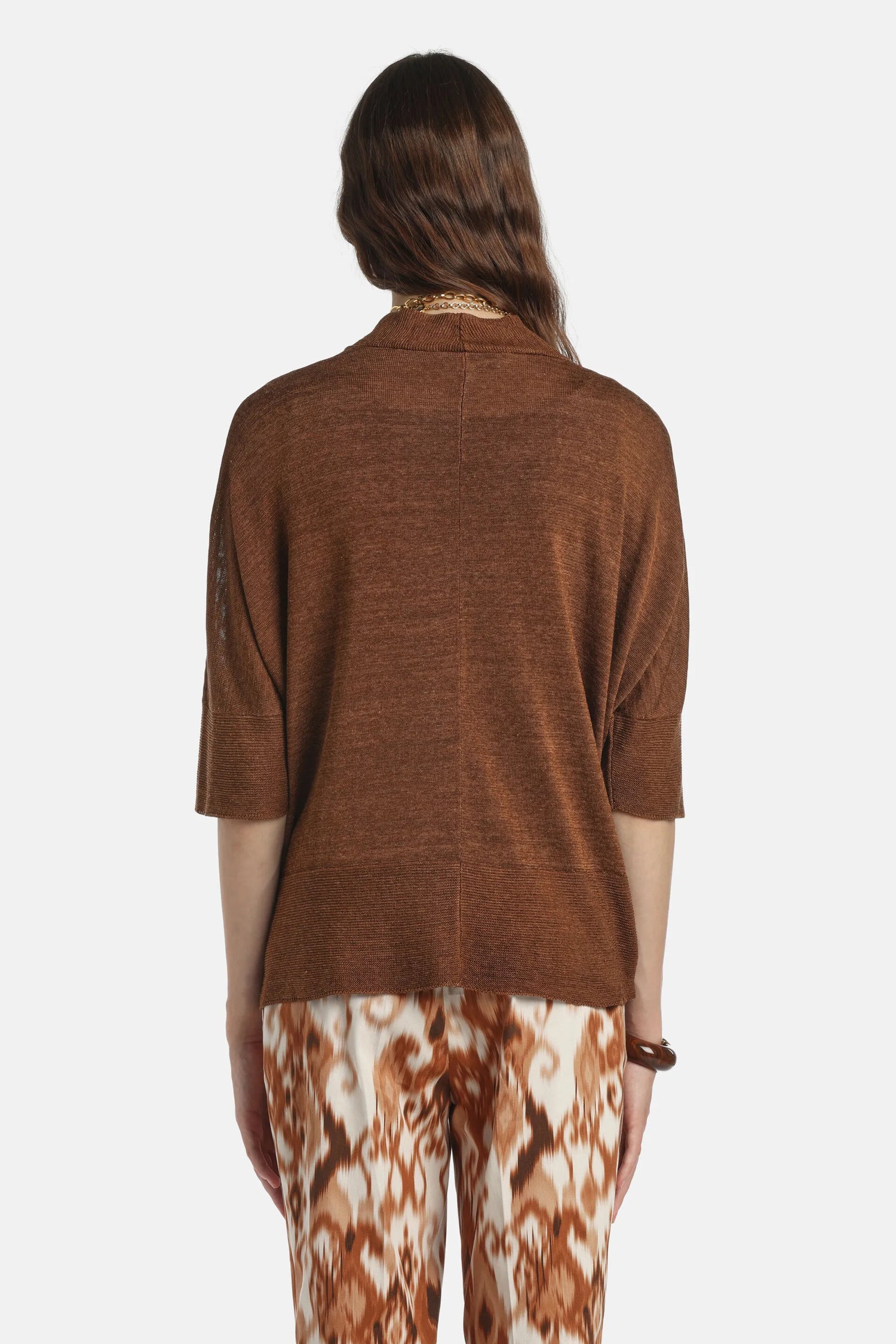 Luisa Spagnoli Tabacco Women Cammino - Long Cardigan SKU: CAMMINO_2202 Image 02