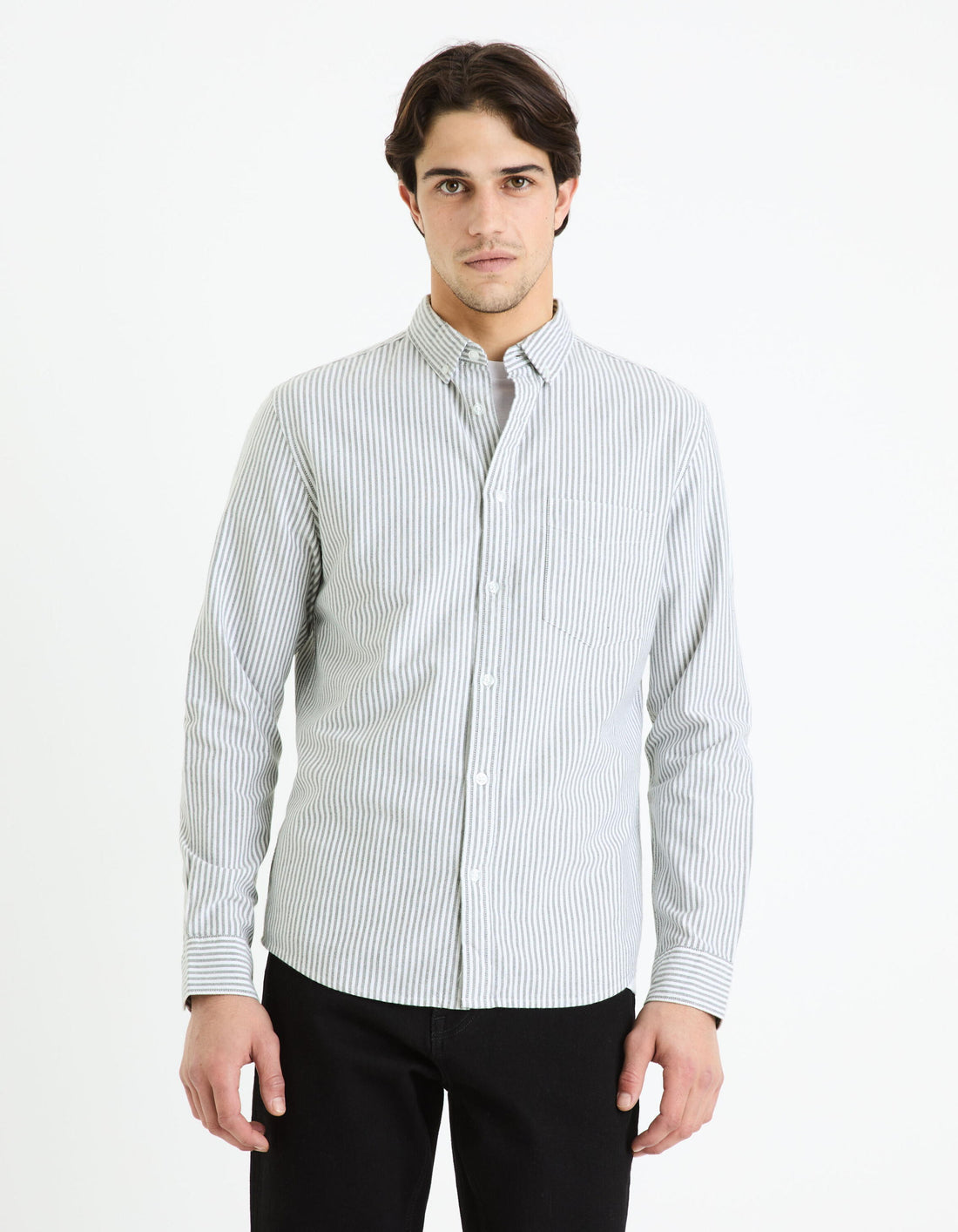 Regular 100% Cotton Oxford Shirt_CAOXFORDY_BLACK_01