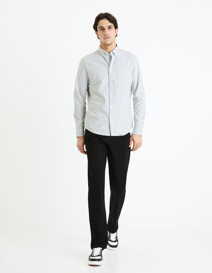 Regular 100% Cotton Oxford Shirt_CAOXFORDY_BLACK_03