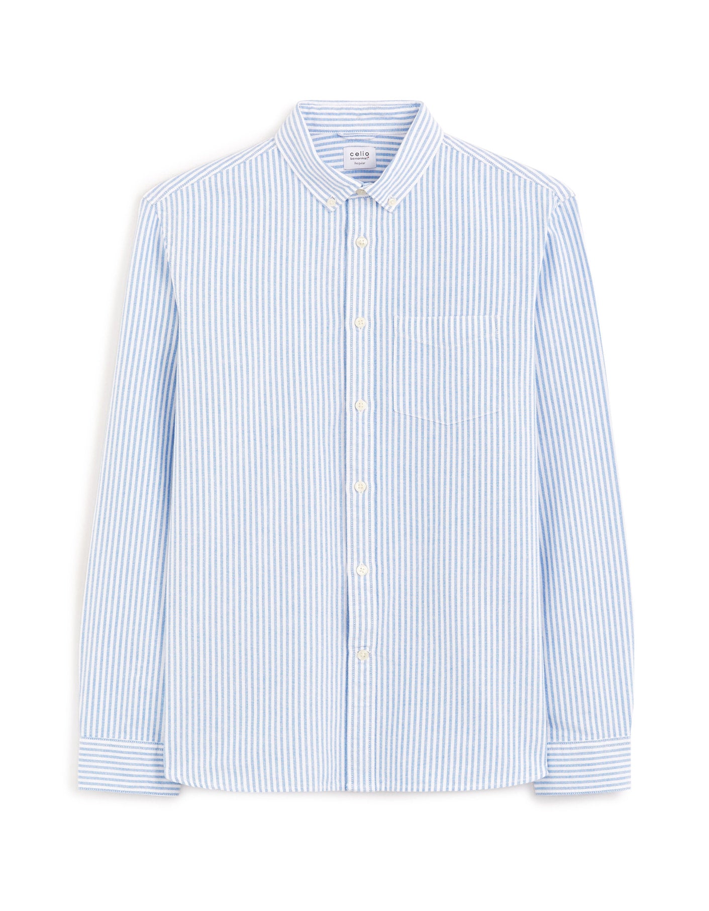 Regular Oxford Cotton Shirt - Blue_01