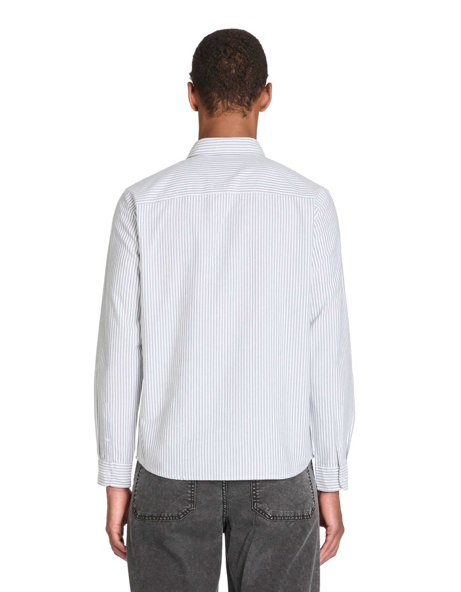 Celio_Green Regular Striped Shirt in Oxford Cotton_CAOXFORDY_DUCK GREEN_03