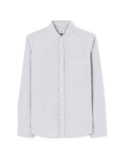 Celio_Green Regular Striped Shirt in Oxford Cotton_CAOXFORDY_DUCK GREEN_04