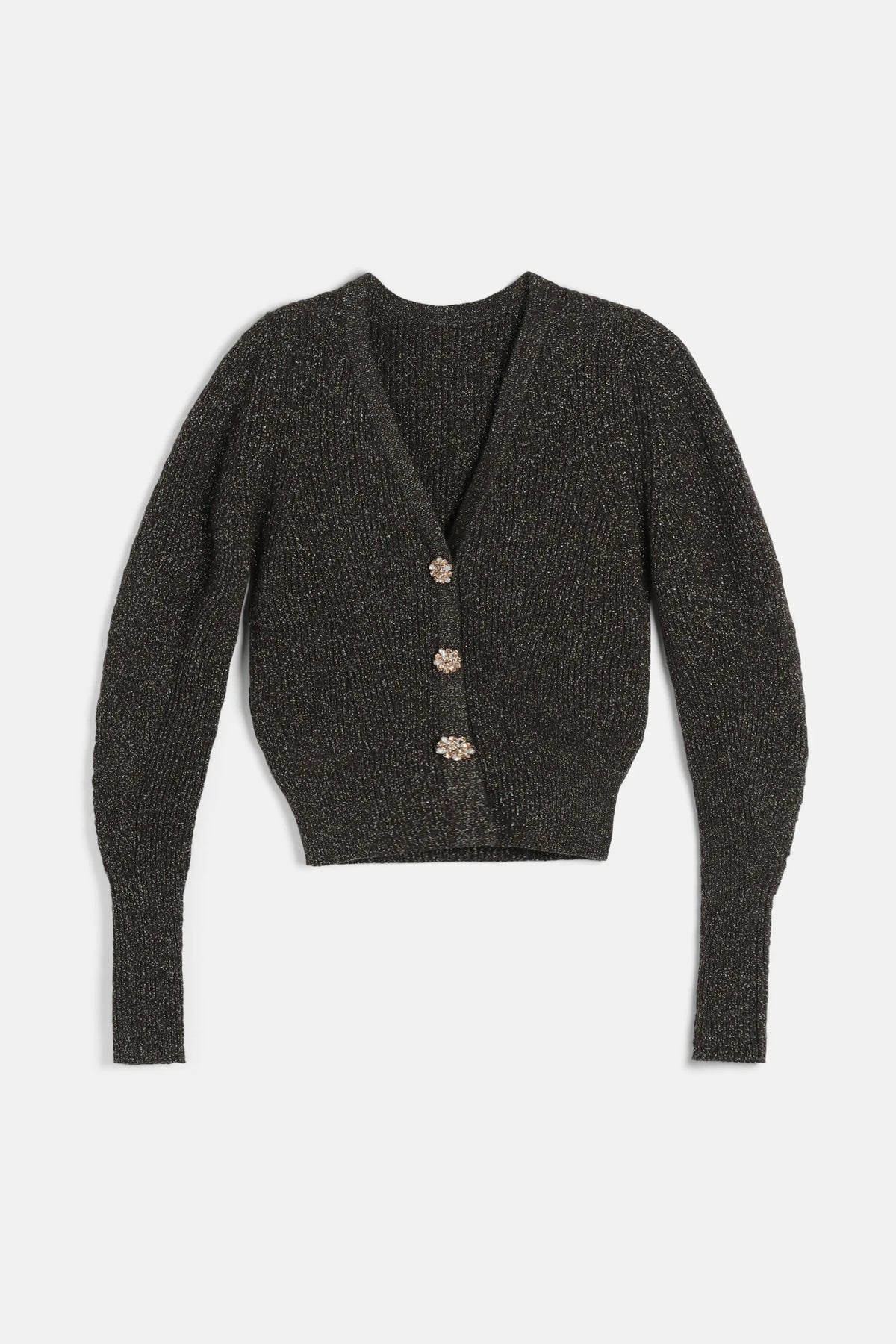 Luisa Spagnoli Marrone/Oro Women Cavina Cardigan with Jewelled Buttons SKU: CAVINA_0952 0428 Image 05