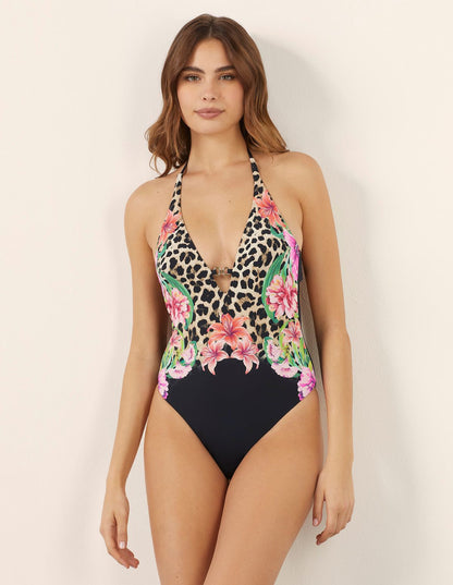 Yamamay_Marianna One-Piece Swimsuit with V-Neck and Floral Print_CCID182014_128_01