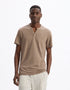 Celio_Taupe T-Shirt Straight Tunisian Collar 100% Cotton_CEGETI_TAUPE_01