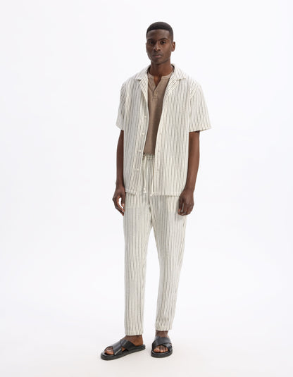 Celio_Taupe T-Shirt Straight Tunisian Collar 100% Cotton_CEGETI_TAUPE_02