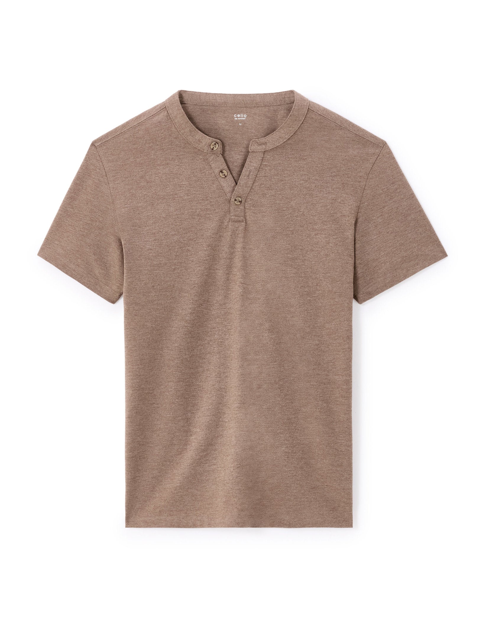 Celio_Taupe T-Shirt Straight Tunisian Collar 100% Cotton_CEGETI_TAUPE_05