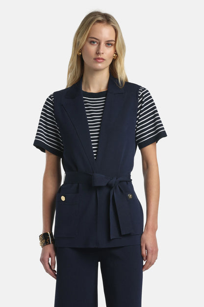 Luisa Spagnoli Blu Women Celerina - Long Knit Vest SKU: CELERINA_1209 Image 01