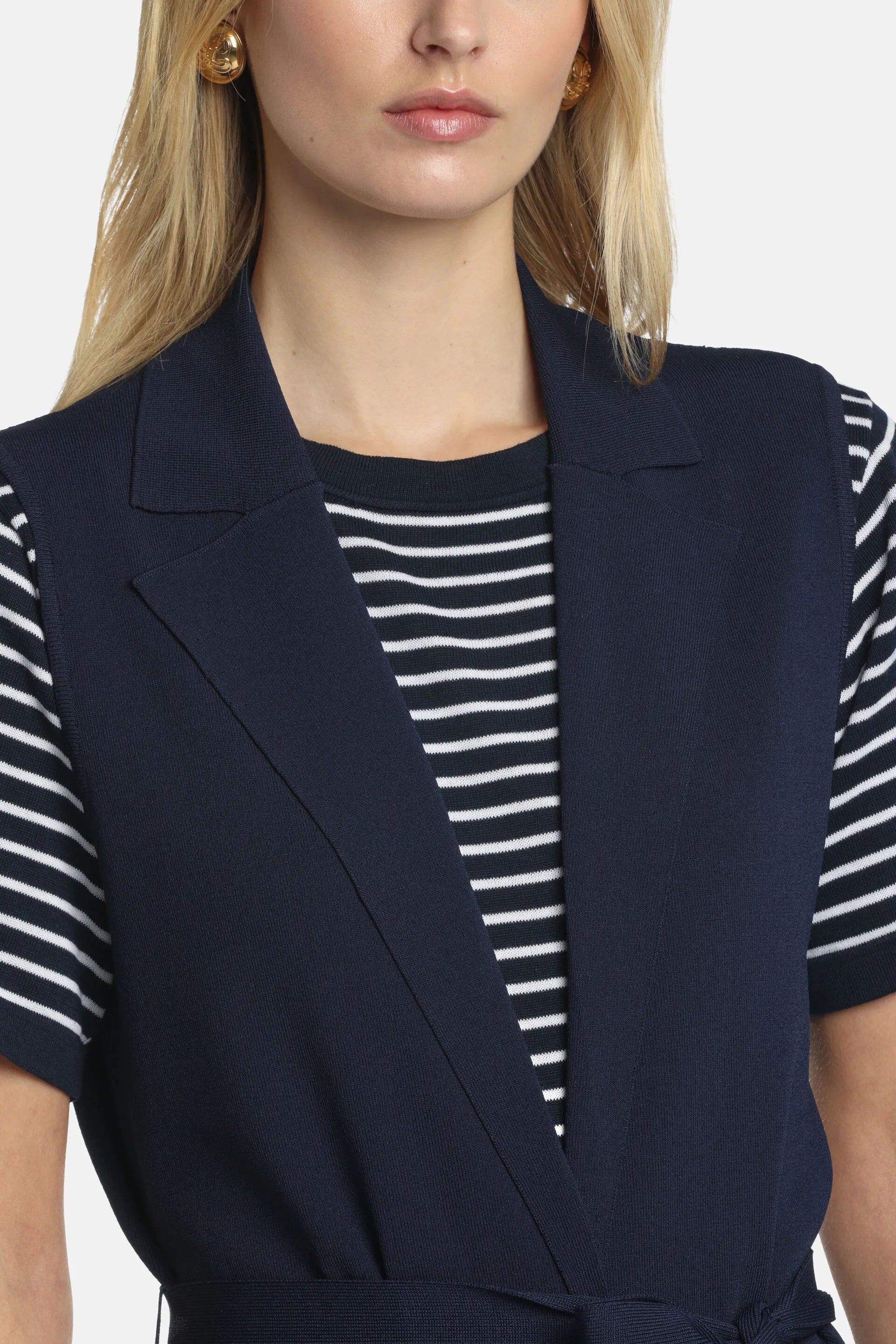 Luisa Spagnoli Blu Women Celerina - Long Knit Vest SKU: CELERINA_1209 Image 03