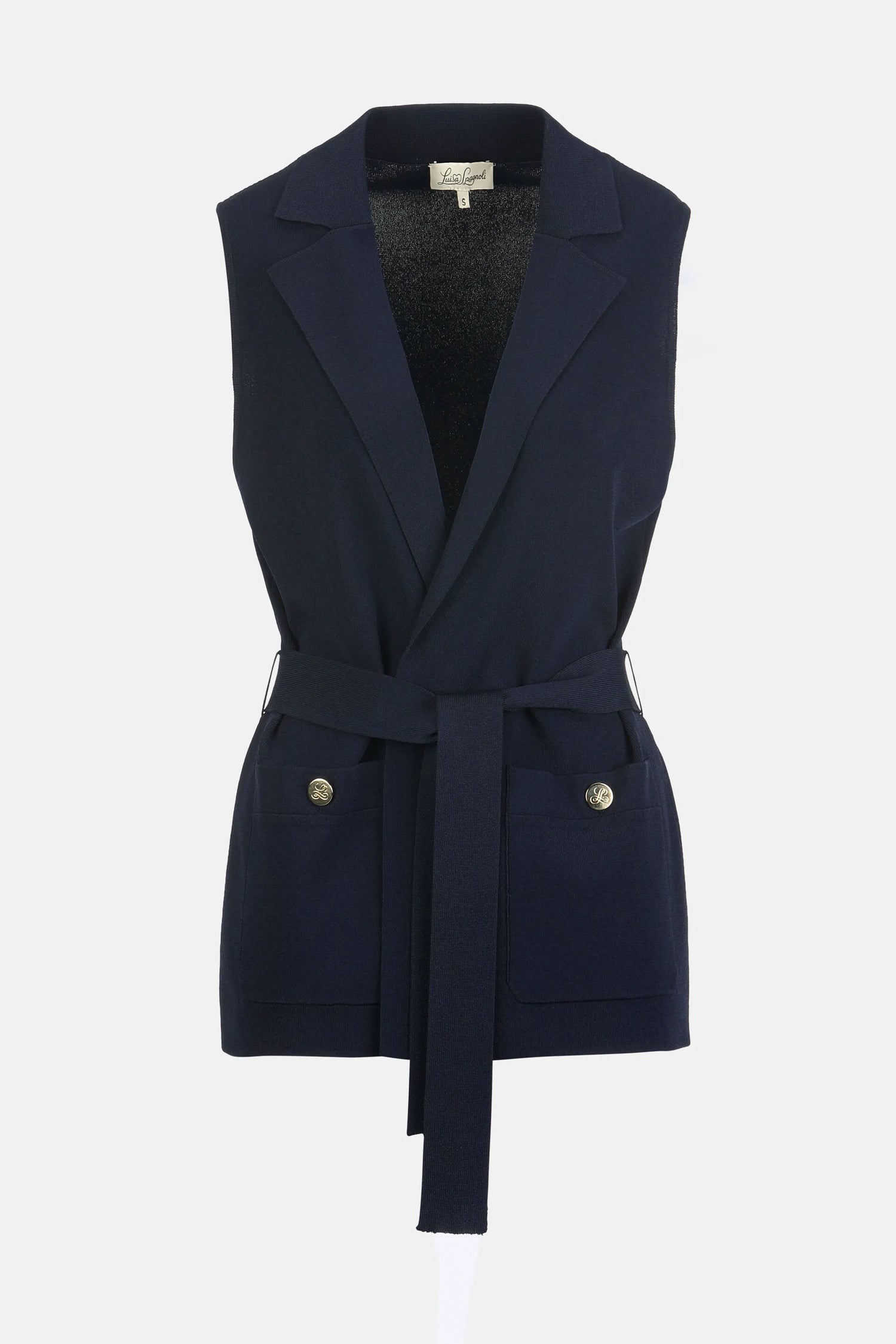 Luisa Spagnoli Blu Women Celerina - Long Knit Vest SKU: CELERINA_1209 Image 06