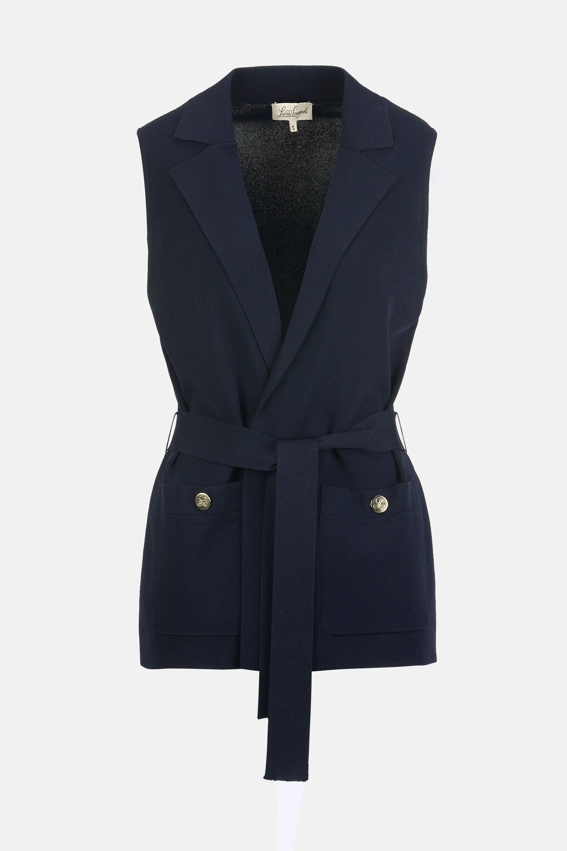Luisa Spagnoli Blu Women Celerina - Long Knit Vest SKU: CELERINA_1209 Image 06
