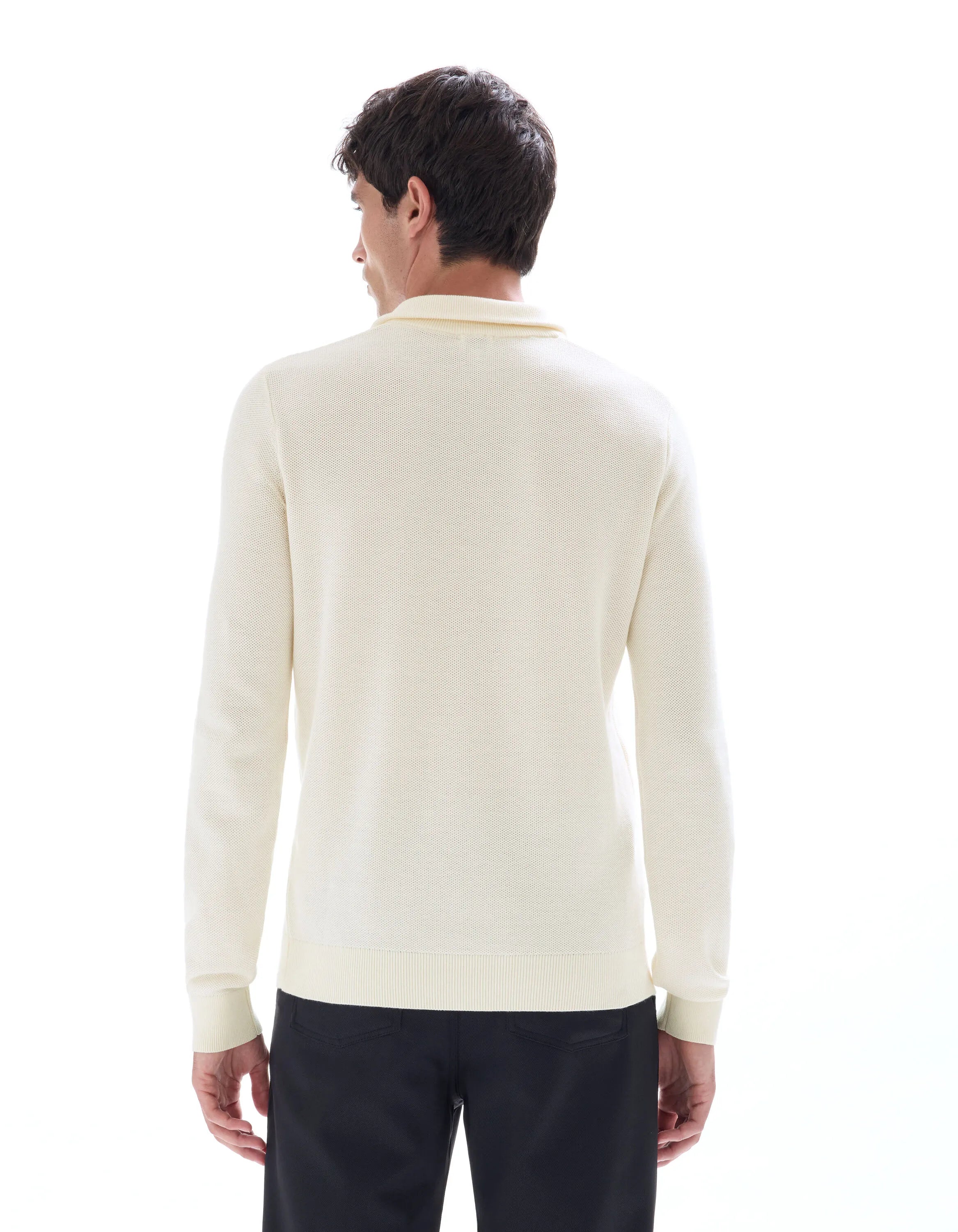 Celio_Ecru_100% Cotton Trucker Neck Sweater_CELIM_ECRU_03