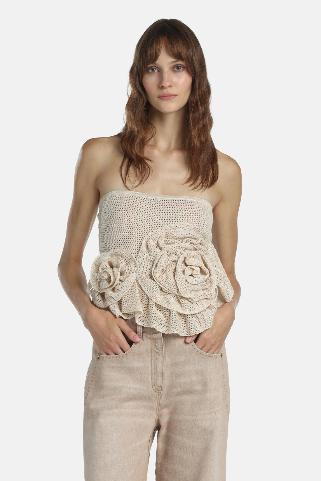 Luisa Spagnoli Crema Women Celzio - Bandeau Top - Fashion Show SKU: CELZIO_0205 Image 01