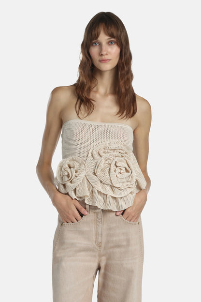 Luisa Spagnoli Crema Women Celzio - Bandeau Top - Fashion Show SKU: CELZIO_0205 Image 01