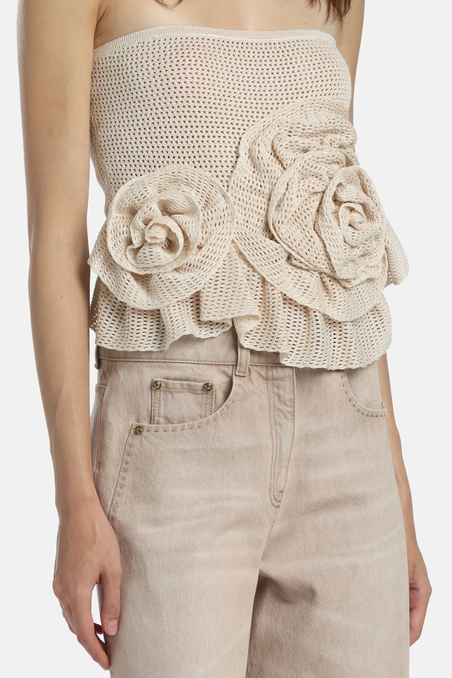Luisa Spagnoli Crema Women Celzio - Bandeau Top - Fashion Show SKU: CELZIO_0205 Image 03