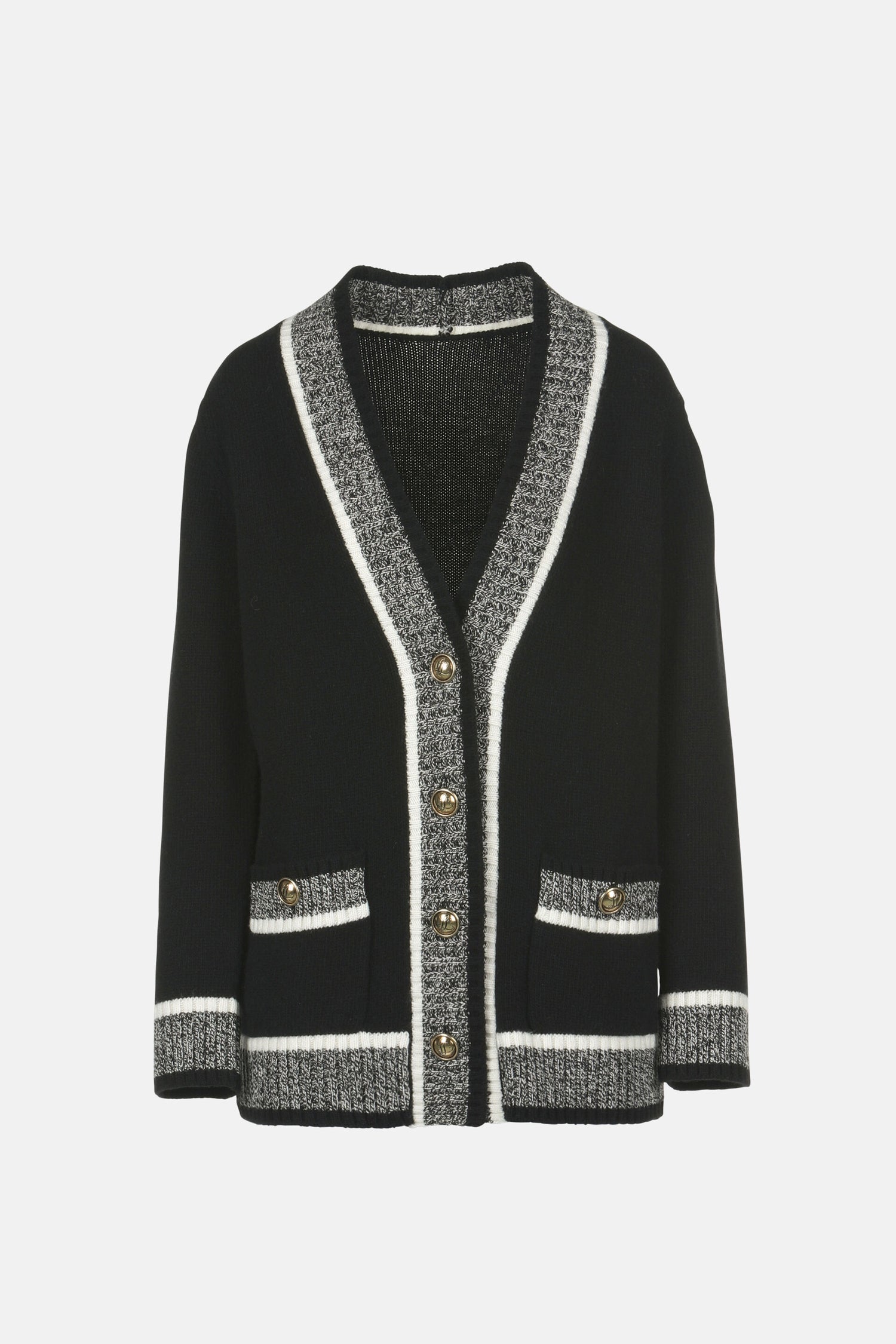 Luisa Spagnoli_Var Nero Mulin Panna_Ceneriera - Cardigan with Contrast Details_CENERIERA_3038_05