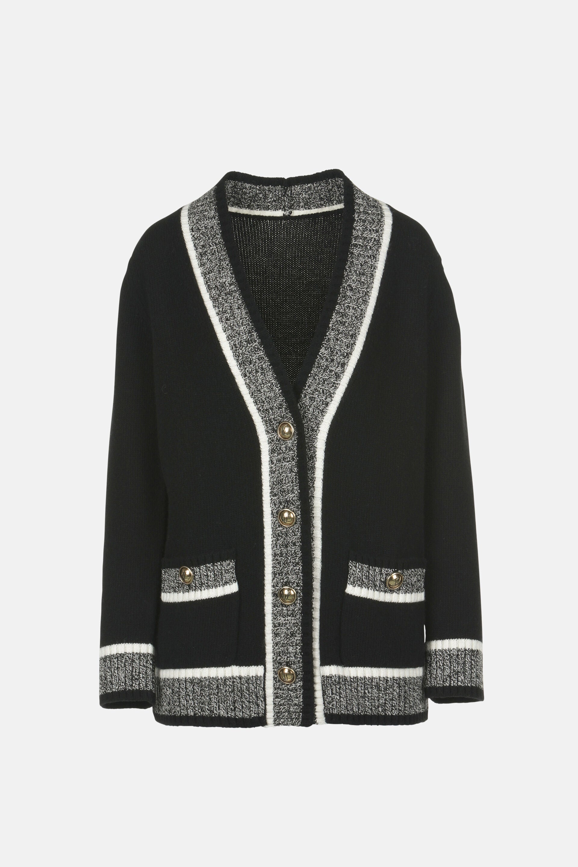 Luisa Spagnoli_Var Nero Mulin Panna_Ceneriera - Cardigan with Contrast Details_CENERIERA_3038_05