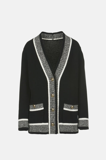 Luisa Spagnoli_Var Nero Mulin Panna_Ceneriera - Cardigan with Contrast Details_CENERIERA_3038_05