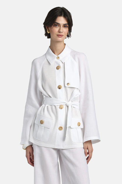 Luisa Spagnoli Bianco/Bianco Women Cerqueto - Knit Safari Jacket SKU: CERQUETO_0201 0201 Image 03