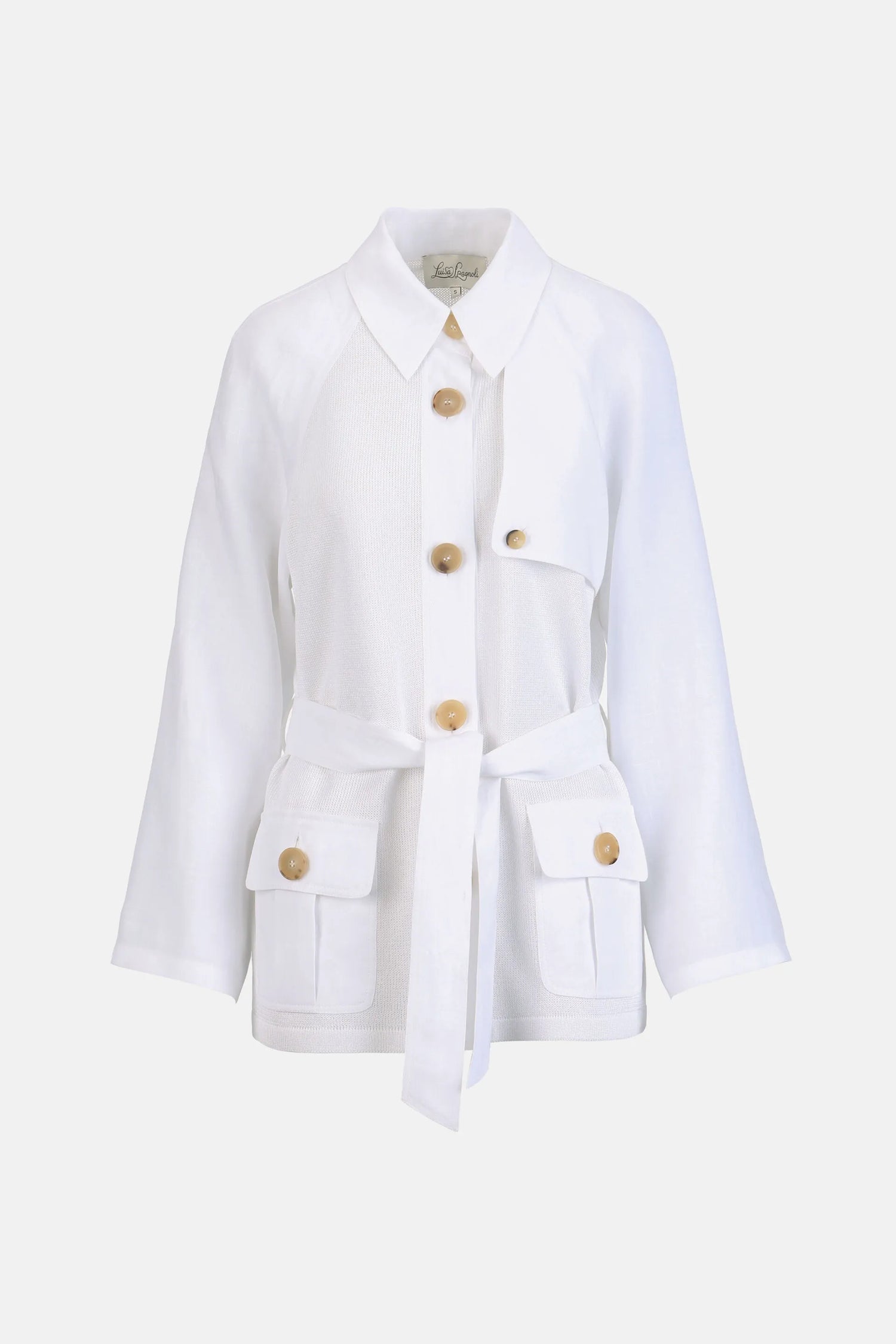 Luisa Spagnoli Bianco/Bianco Women Cerqueto - Knit Safari Jacket SKU: CERQUETO_0201 0201 Image 07