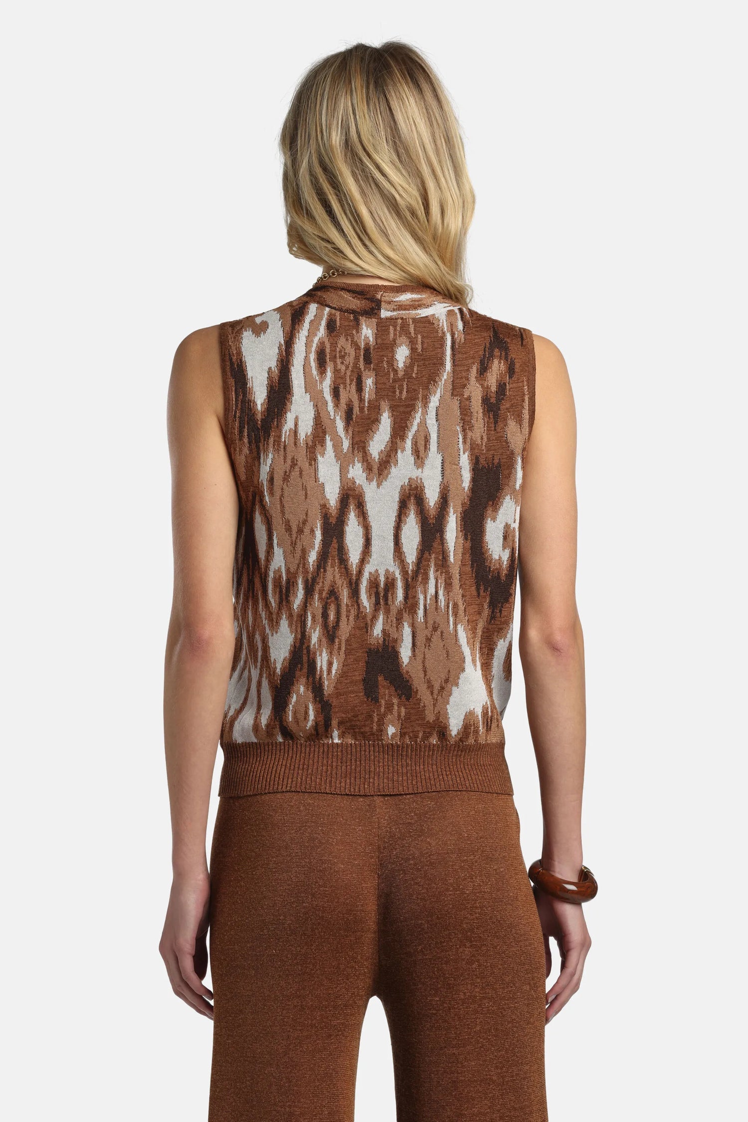 Luisa Spagnoli Var Tabacco Marrone Women Cetilena - Jacquard Vest SKU: CETILENA_3260 Image 02