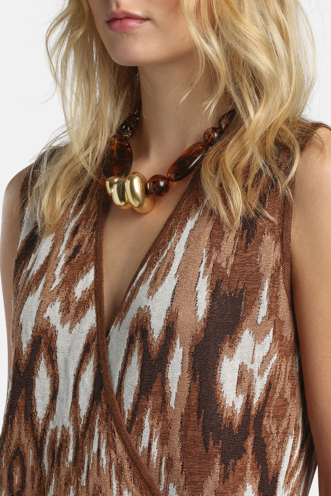 Luisa Spagnoli Var Tabacco Marrone Women Cetilena - Jacquard Vest SKU: CETILENA_3260 Image 03