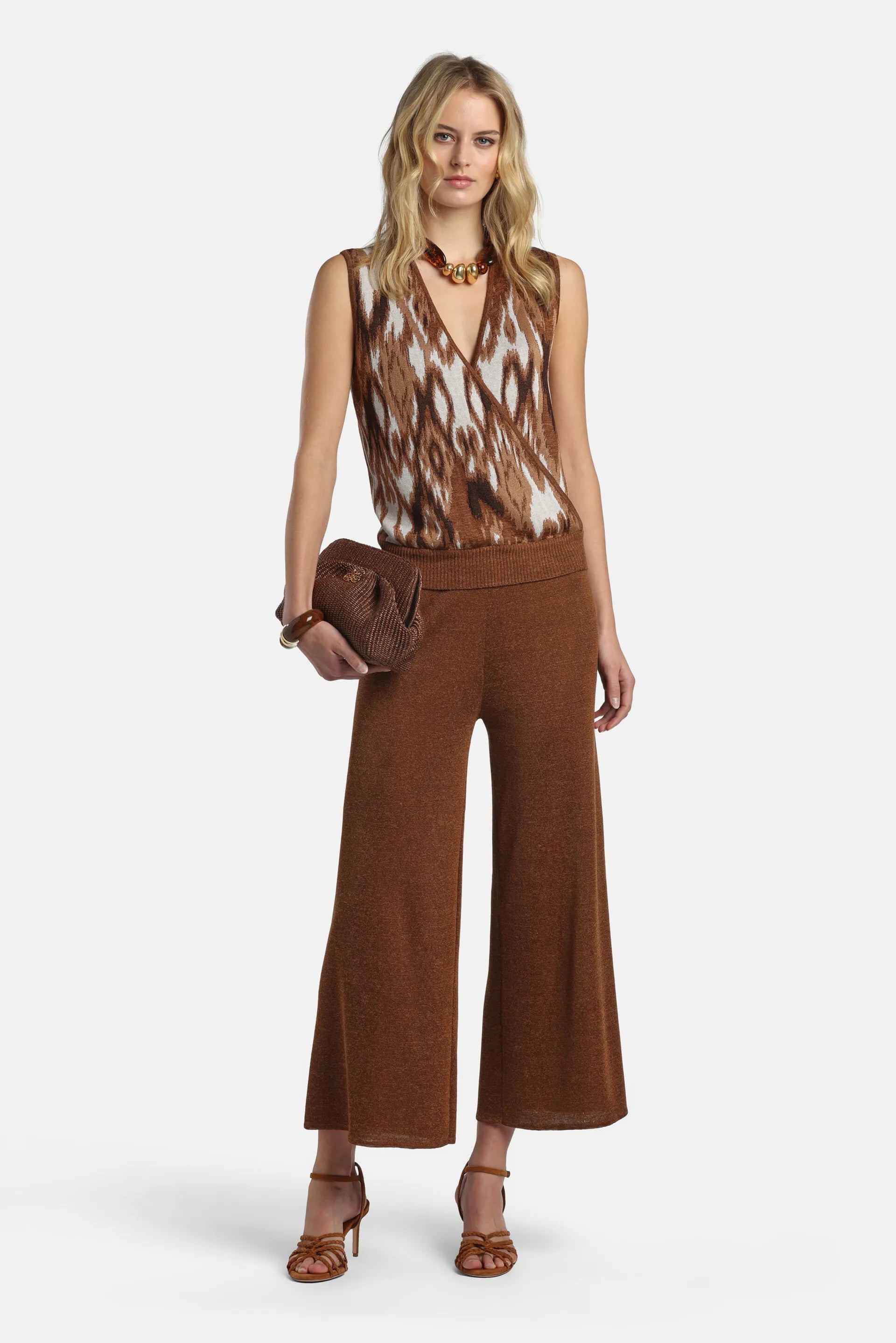 Luisa Spagnoli Var Tabacco Marrone Women Cetilena - Jacquard Vest SKU: CETILENA_3260 Image 05