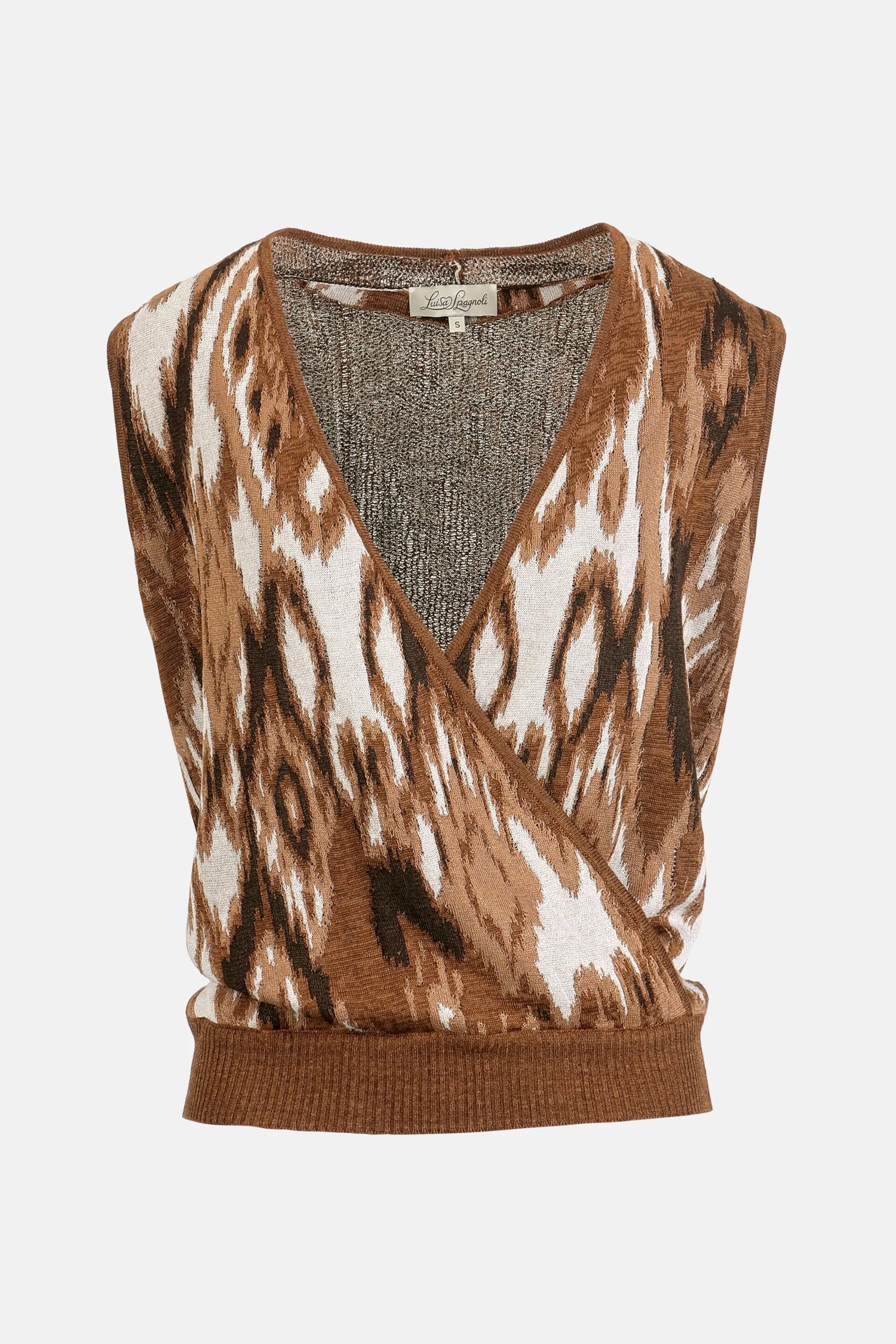 Luisa Spagnoli Var Tabacco Marrone Women Cetilena - Jacquard Vest SKU: CETILENA_3260 Image 06