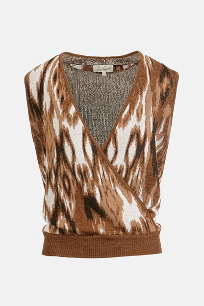 Luisa Spagnoli Var Tabacco Marrone Women Cetilena - Jacquard Vest SKU: CETILENA_3260 Image 06