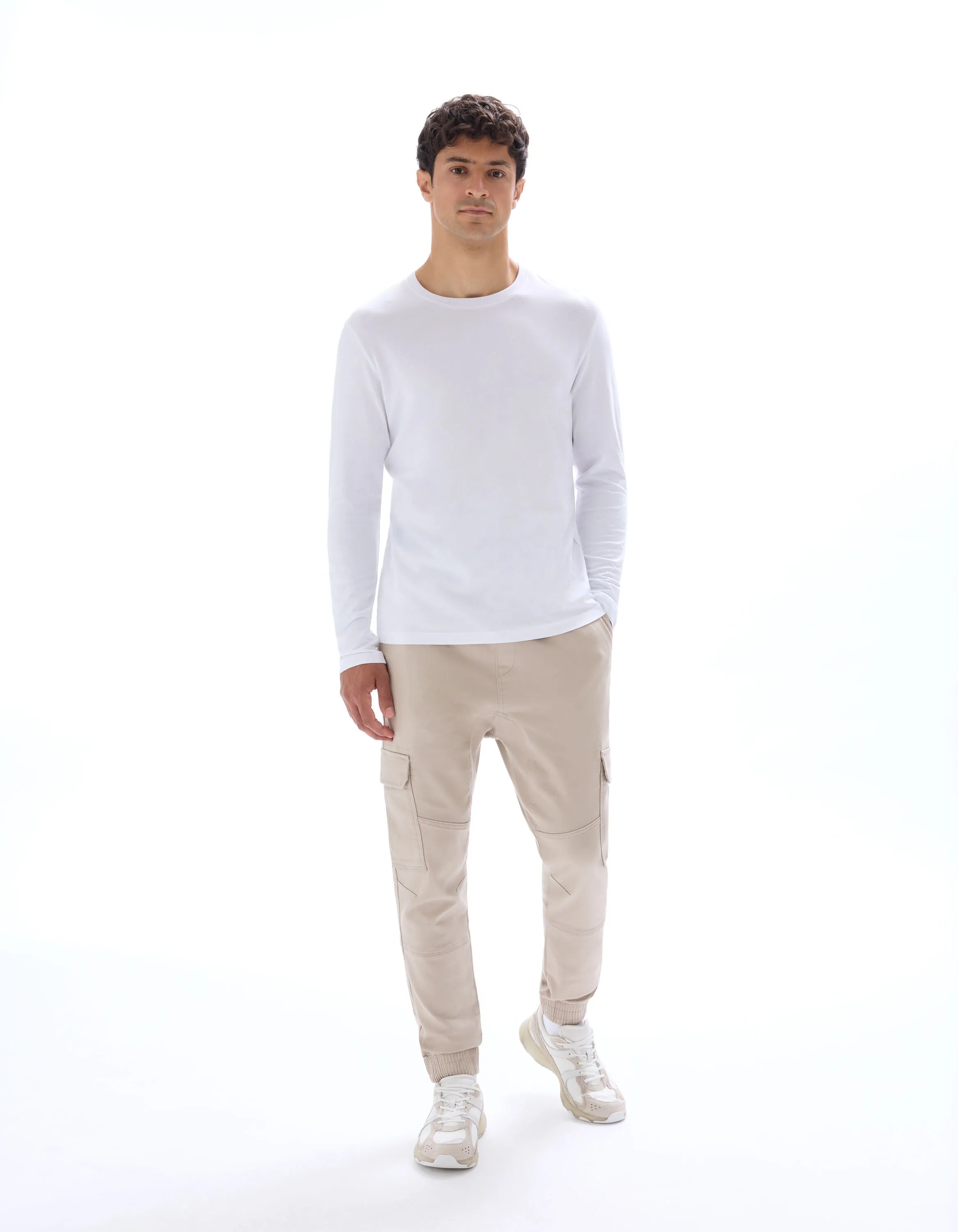 Celio_Beige 07_Slim Cargo Pants in Stretch Cotton_COKIT4_BEIGE 07_01