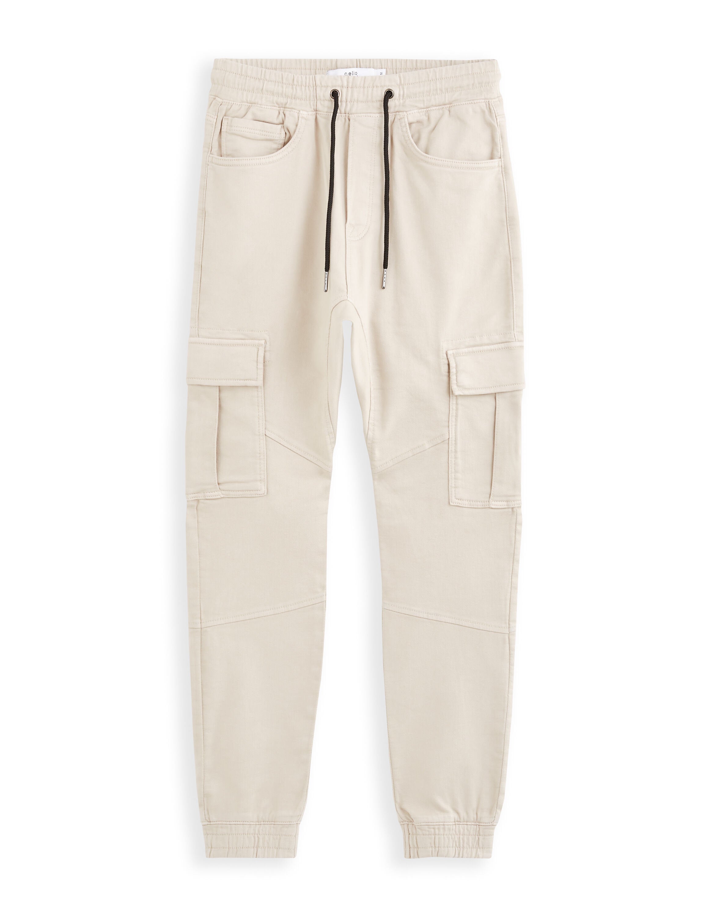 Slim Stretch Cotton Cargo Pants - Beige_01