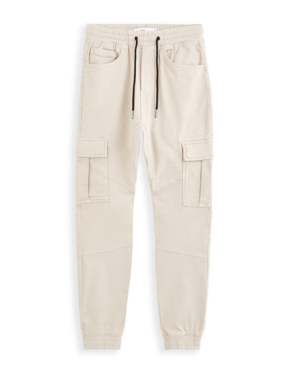 Slim Stretch Cotton Cargo Pants - Beige_01