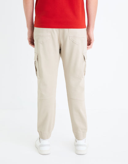 Slim Stretch Cotton Cargo Pants - Beige_04