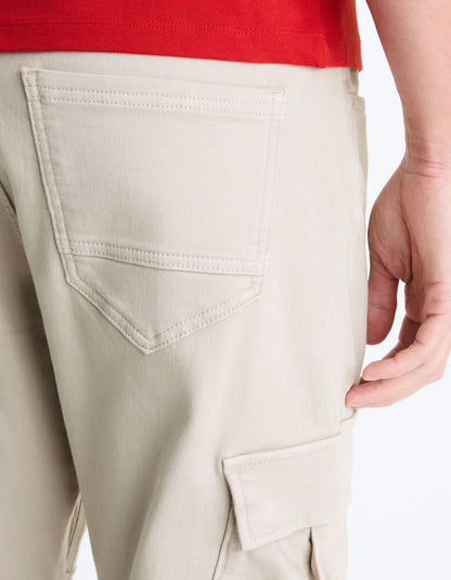 Slim Stretch Cotton Cargo Pants - Beige_06