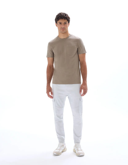 Celio_Ecru H25_Slim-Fit Cargo Pants in Stretch Cotton_COKIT4_ECRU H25_01