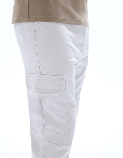Celio_Ecru H25_Slim-Fit Cargo Pants in Stretch Cotton_COKIT4_ECRU H25_05