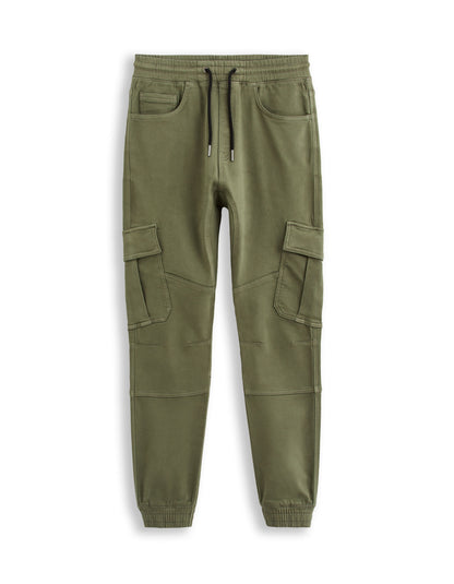 Slim Stretch Cotton Cargo Pants - Khaki_01