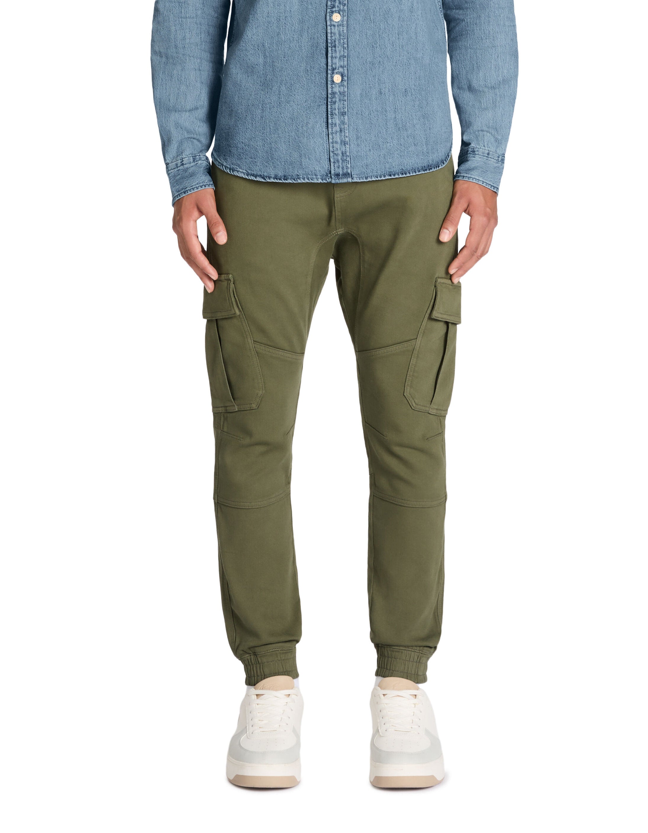 Slim Stretch Cotton Cargo Pants - Khaki_02