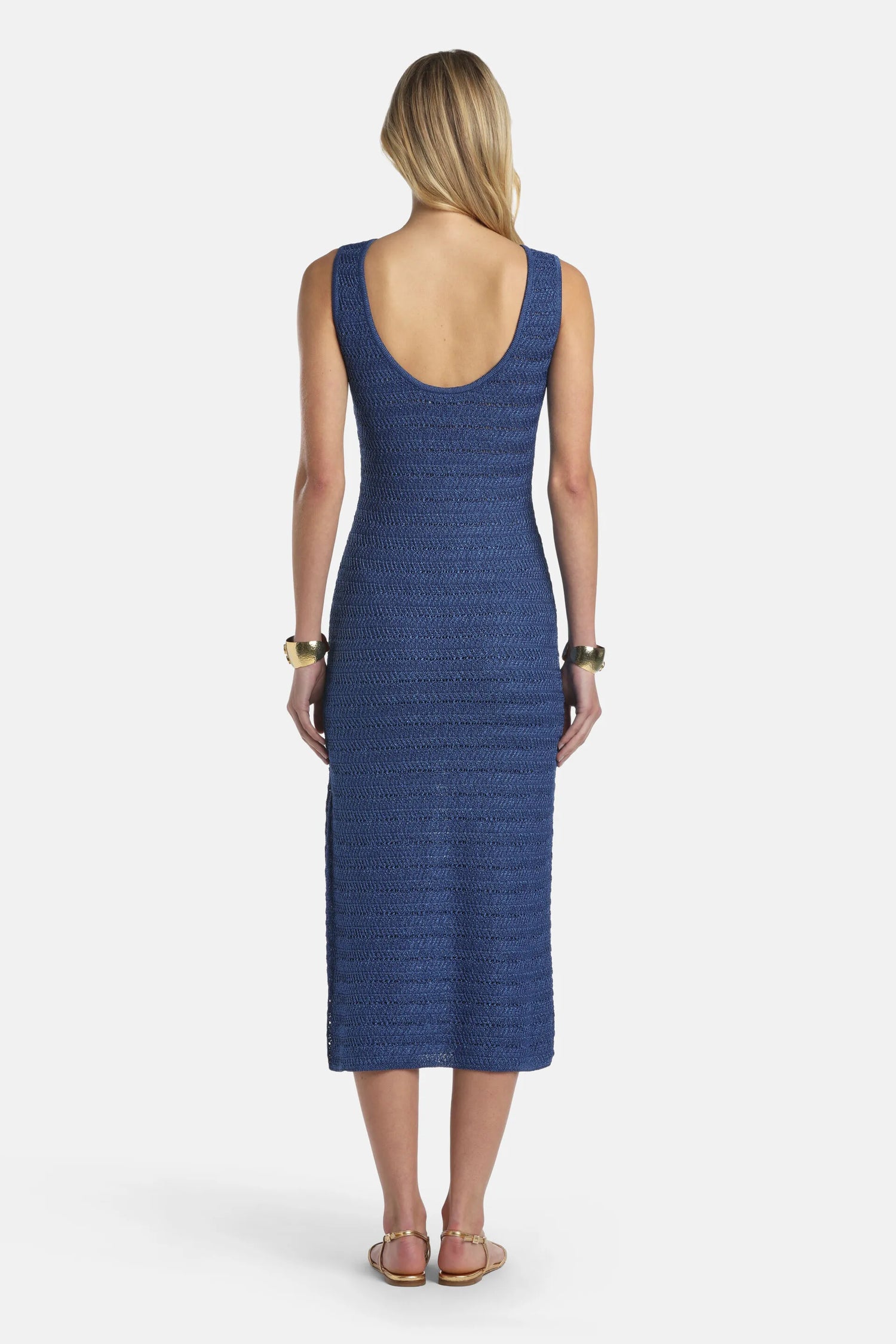 Luisa Spagnoli Blu Oceano Women Colonica - Openwork Knit Maxi Dress SKU: COLONICA_1243 Image 02