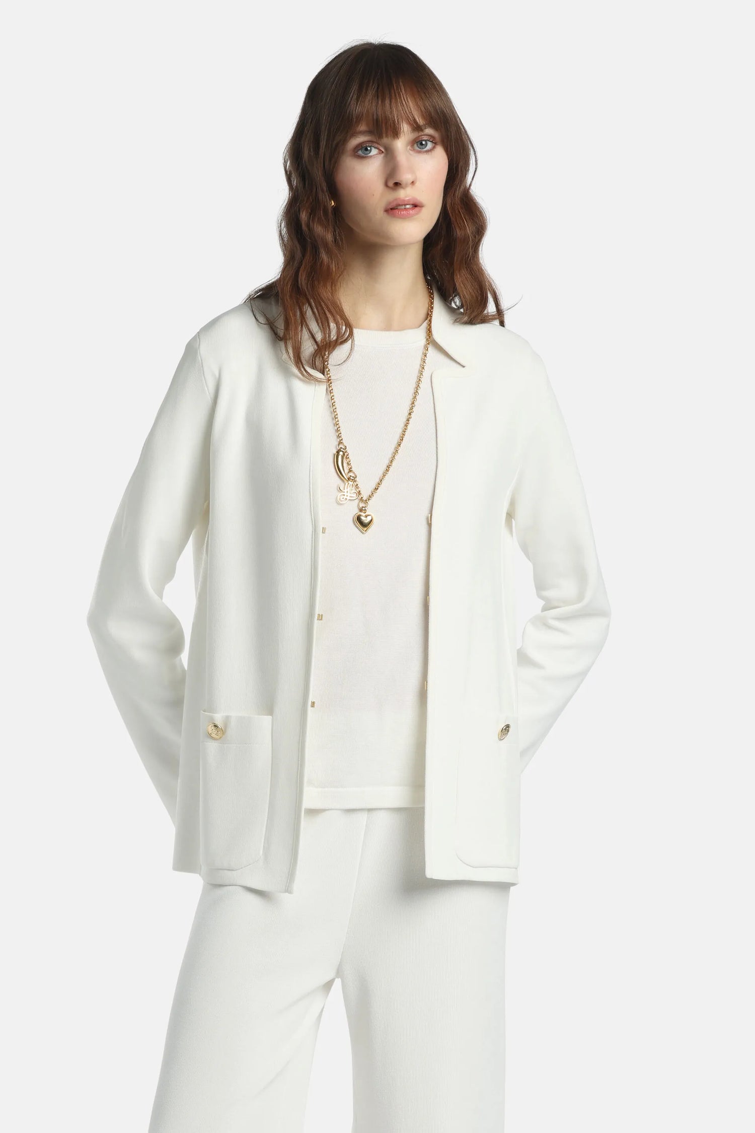 Luisa Spagnoli Panna/Panna Women Conduzione - Cardigan with Contoured Lapels SKU: CONDUZIONE_0202 0202 Image 01