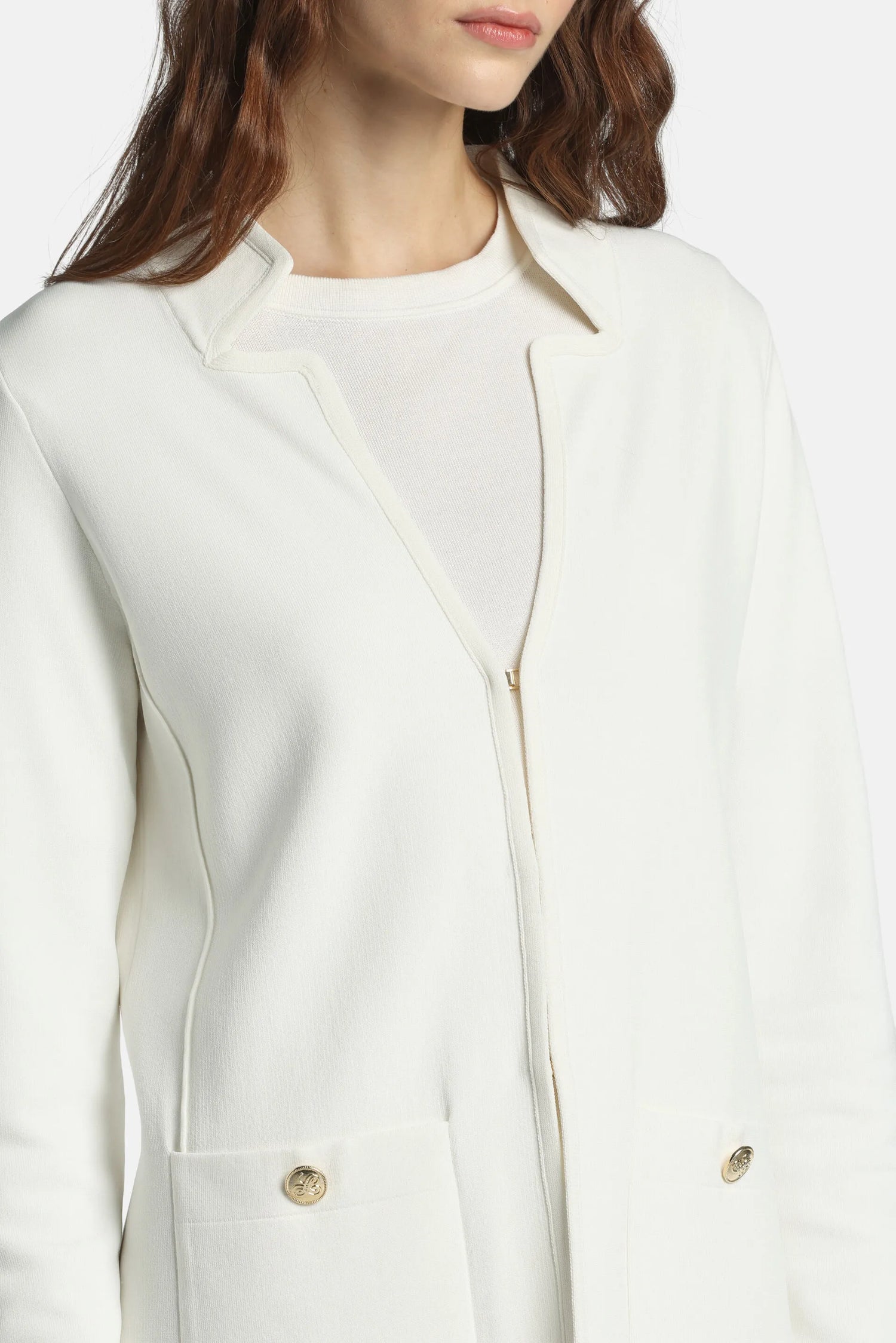 Luisa Spagnoli Panna/Panna Women Conduzione - Cardigan with Contoured Lapels SKU: CONDUZIONE_0202 0202 Image 03