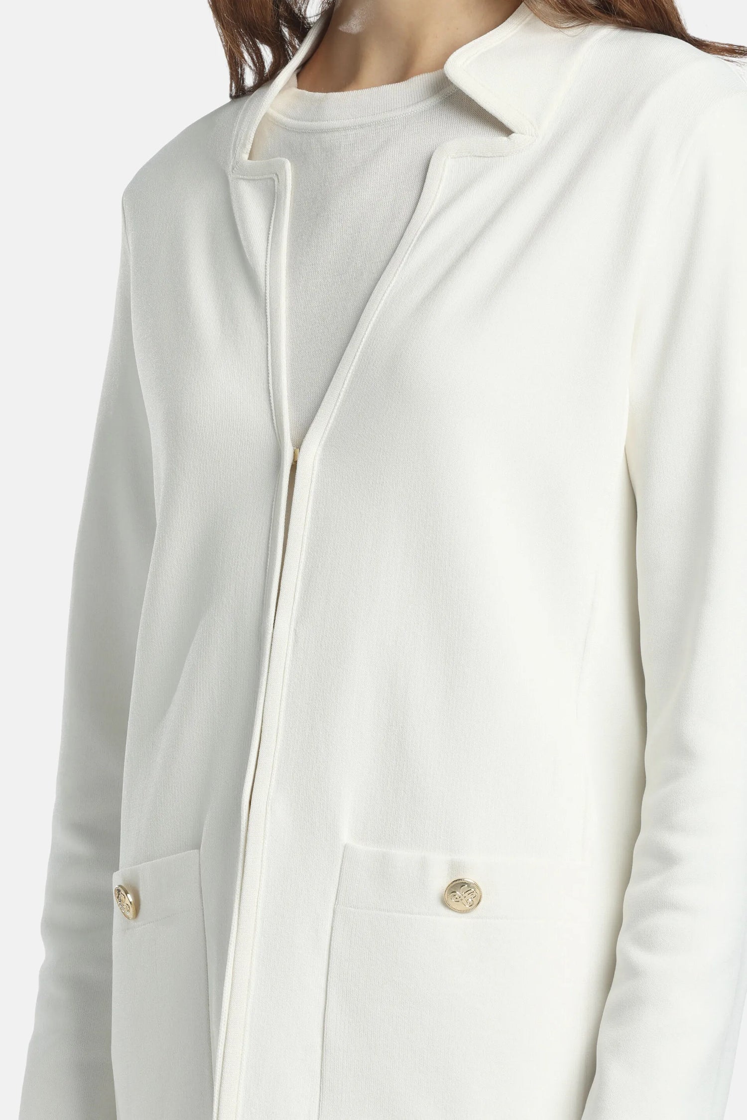 Luisa Spagnoli Panna/Panna Women Conduzione - Cardigan with Contoured Lapels SKU: CONDUZIONE_0202 0202 Image 04