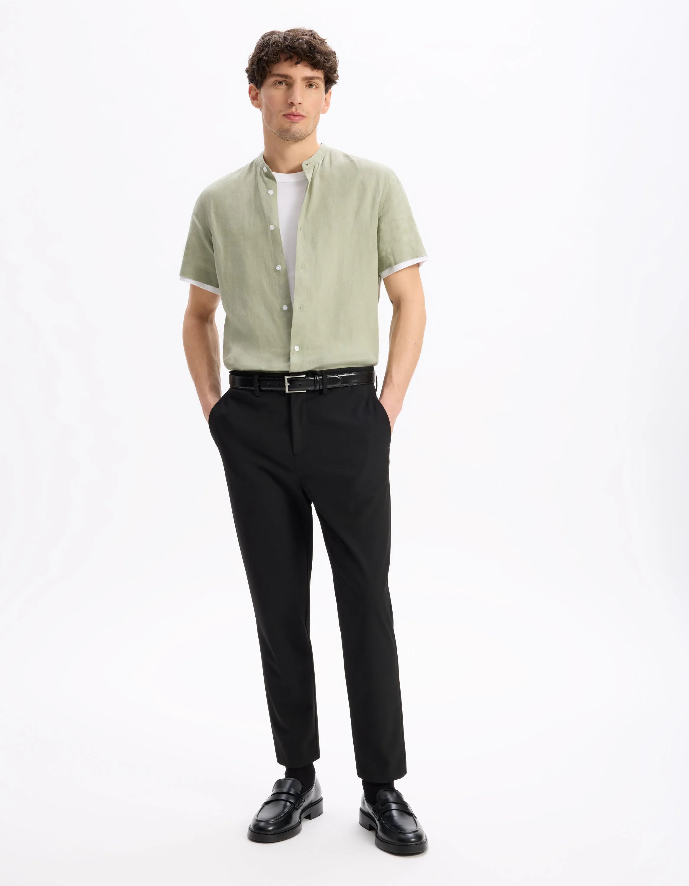 Celio_Black_24H Slim Stretch 7/8 Pants_COSMART_BLACK_05