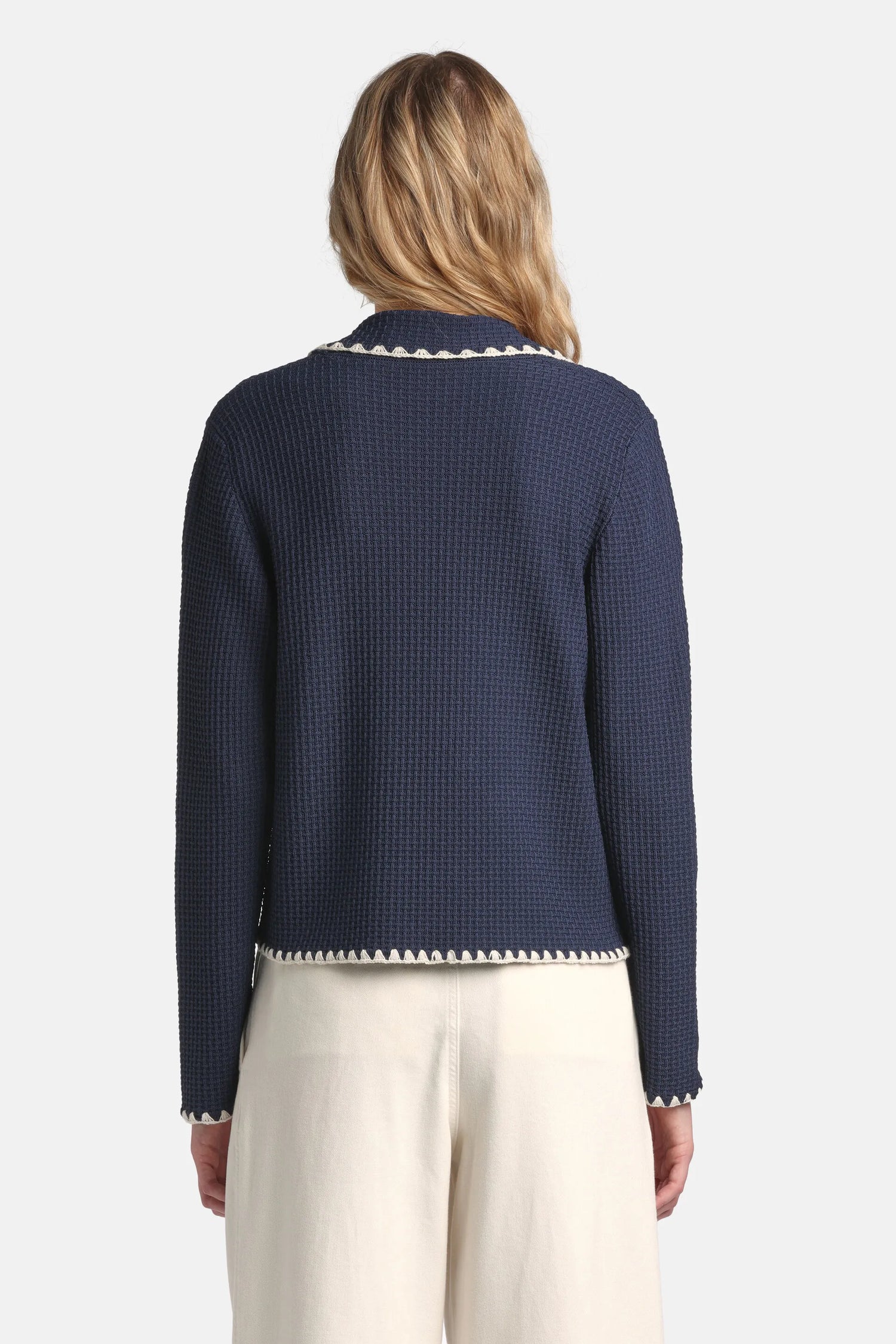 Luisa Spagnoli Blu/Panna Women Cosmica - Double-Breasted Cardigan with Lapels SKU: COSMICA_1209 0202 Image 02