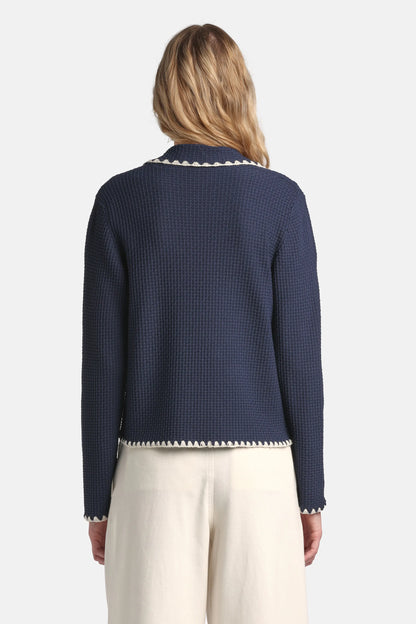 Luisa Spagnoli Blu/Panna Women Cosmica - Double-Breasted Cardigan with Lapels SKU: COSMICA_1209 0202 Image 02