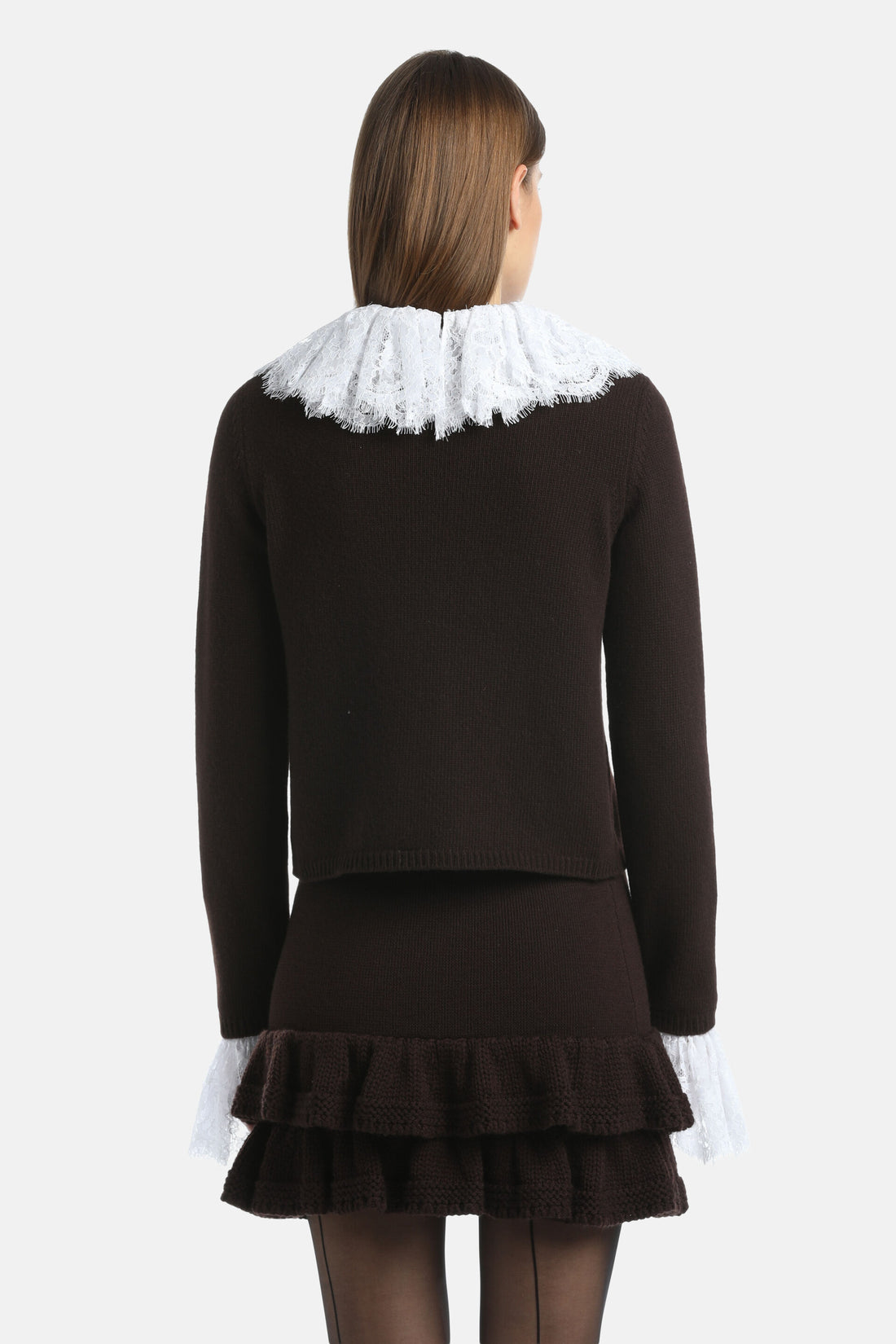 Luisa Spagnoli_Marrone/Bianco_Coupon - Wool Pullover with Lace Details Ð Fashion Show_COUPON_0921 0201_02
