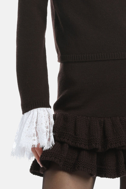 Luisa Spagnoli_Marrone/Bianco_Coupon - Wool Pullover with Lace Details Ð Fashion Show_COUPON_0921 0201_04